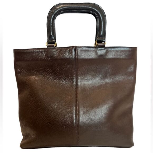 Vintage Coach Brown Leather Watermelon Tote Bag By Bonnie Cashin Pre-Creed - Picture 3 of 16